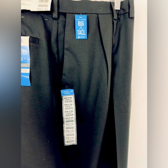 HAGGAR Cool 18Pro Black Classic Fit, Pleat Front Hidden Expand.Waistband… - Picture 14 of 15